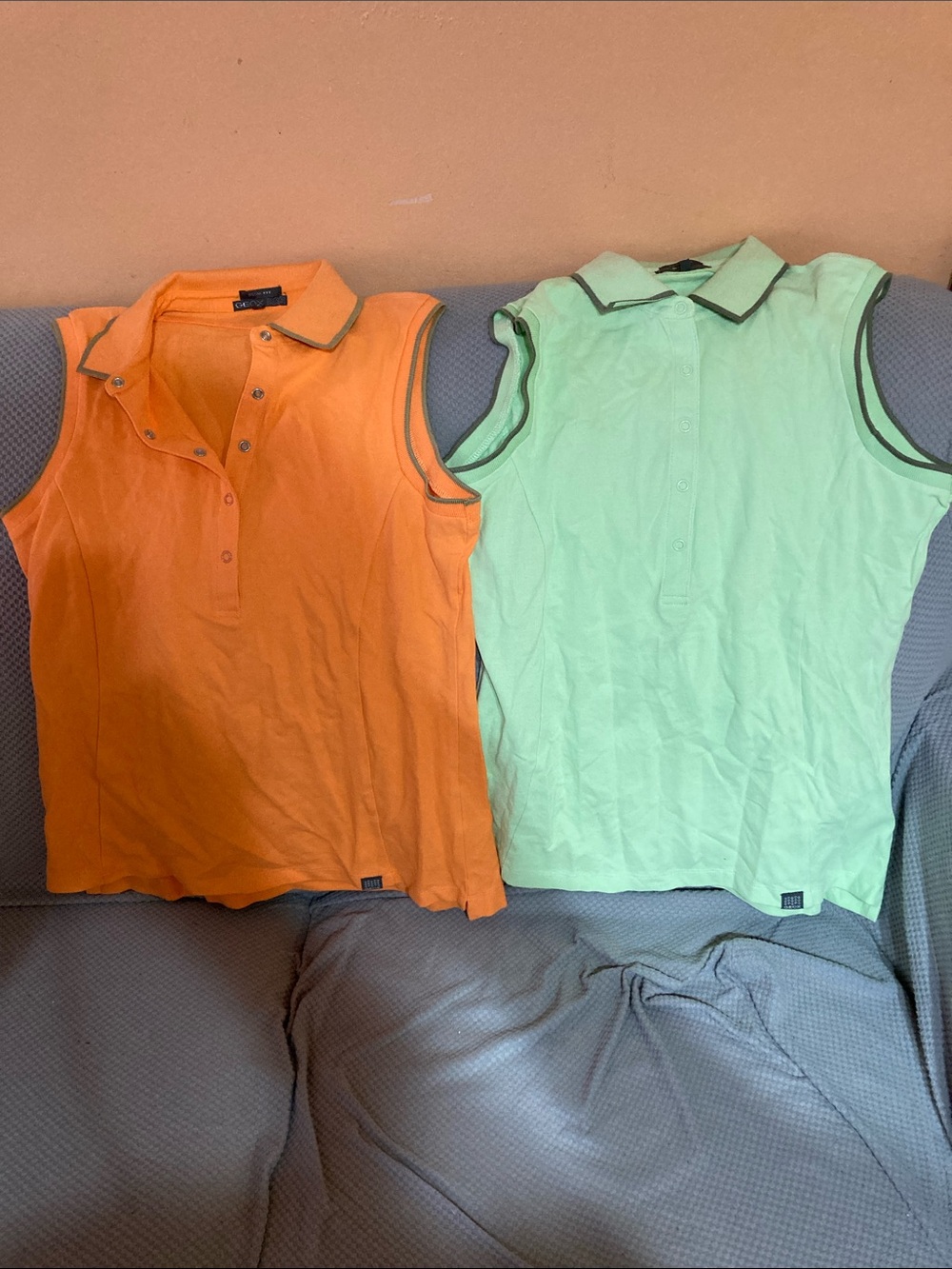 Geox Slim Fit Sleeveless Polo in Lime Green with Black Tag and orange